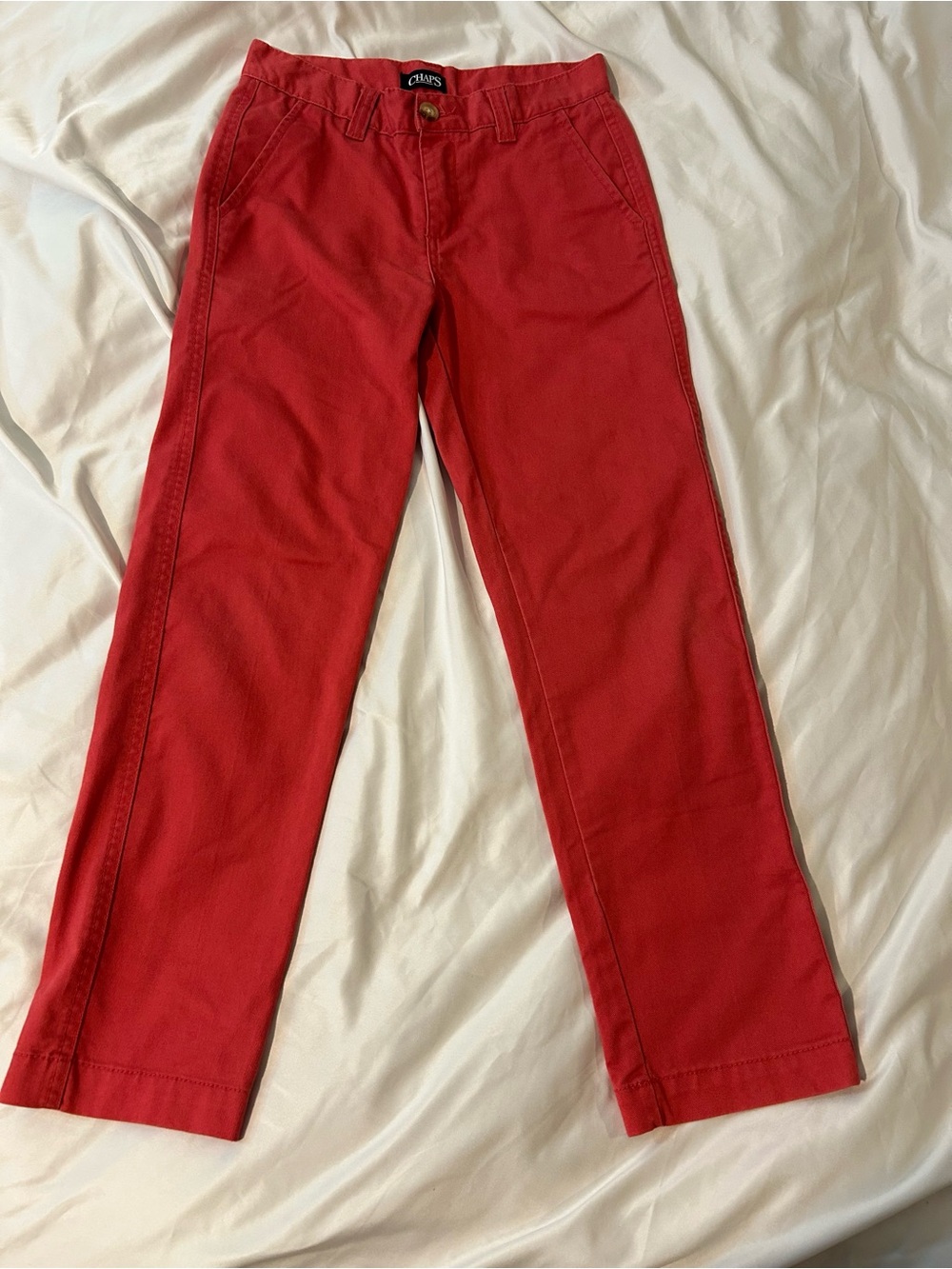 Chaps Boys Red Chino Pants Size 10 Straight Leg Preppy Casual
